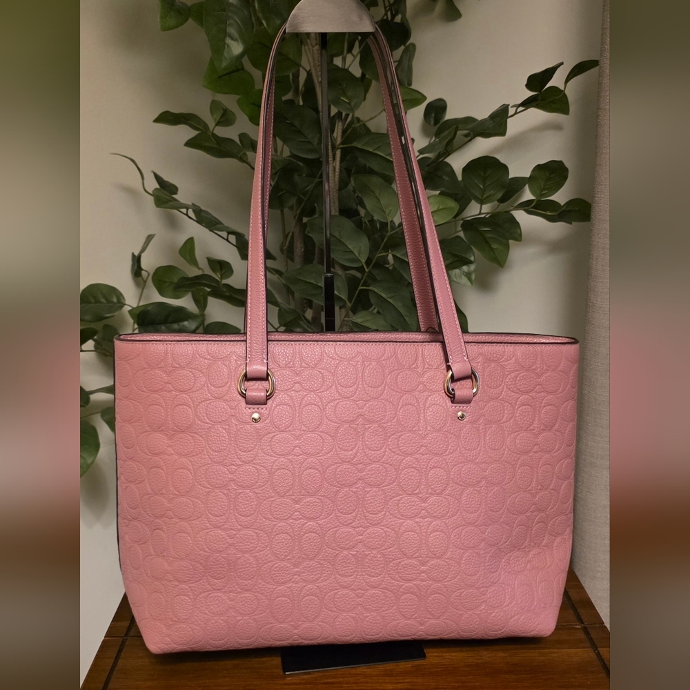 Coach Station Tote Bag In Signature Leather PEONY Gold CDL99 - Picture 6 of 8
